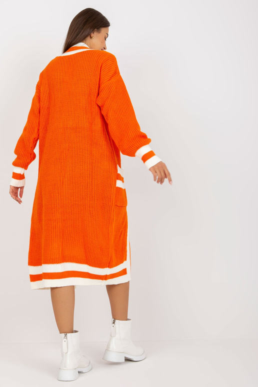 Oranžinis ilgas megztinis be užsegimo...