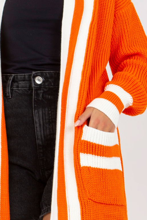 Oranžinis ilgas megztinis be užsegimo...