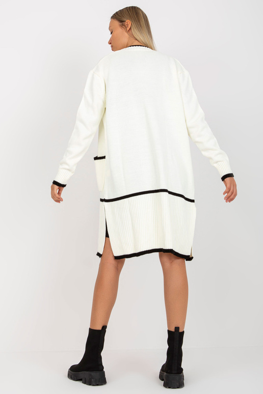 Ecru-juodas moteriškas megztinis be...