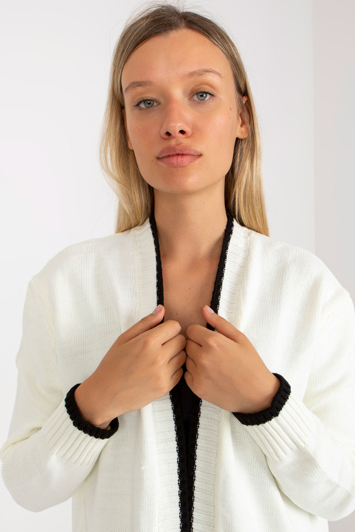 Ecru-juodas moteriškas megztinis be...