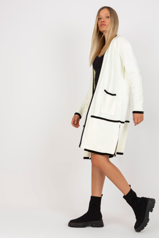 Ecru-juodas moteriškas megztinis be...