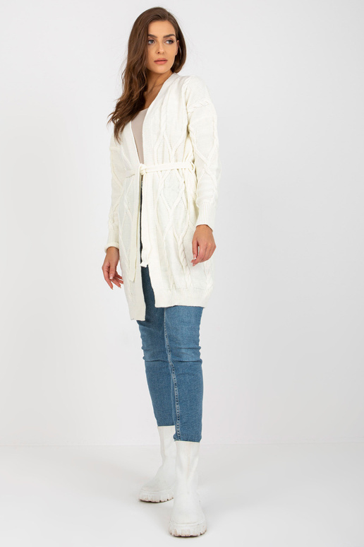 Ecru ilgas megztinis su įrišimu RUE...