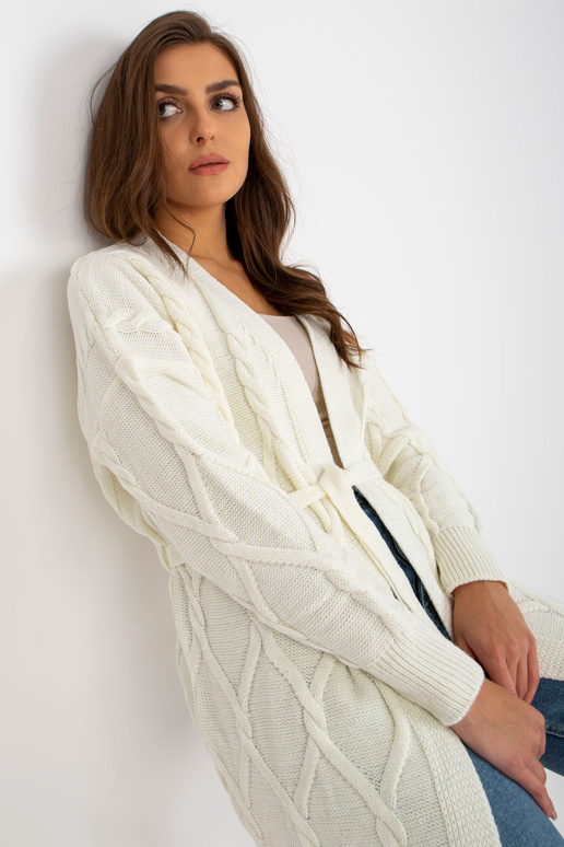 Ecru ilgas megztinis su įrišimu RUE...