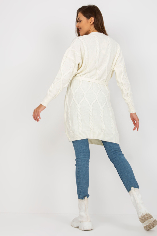 Ecru ilgas megztinis su įrišimu RUE...