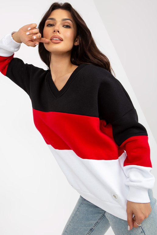 Weißes und rotes Sweatshirt Basic su...