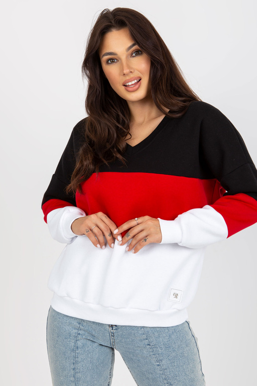 Weißes und rotes Sweatshirt Basic su...