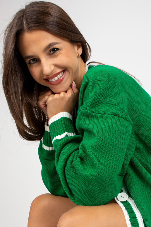 Žalias ilgas megztinis su sagomis RUE...