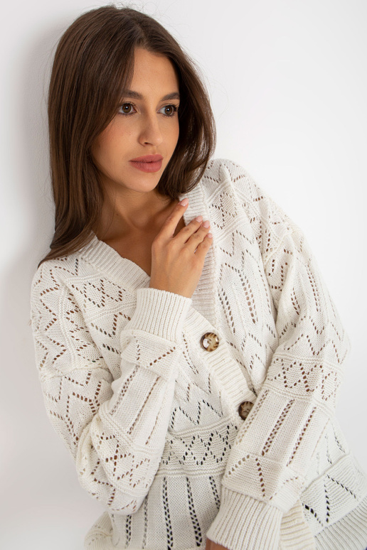Ecru ažūrinis vasarinis megztinis su...