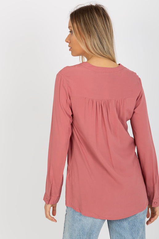 Dulkių rožinė lygi palaidinė su V...