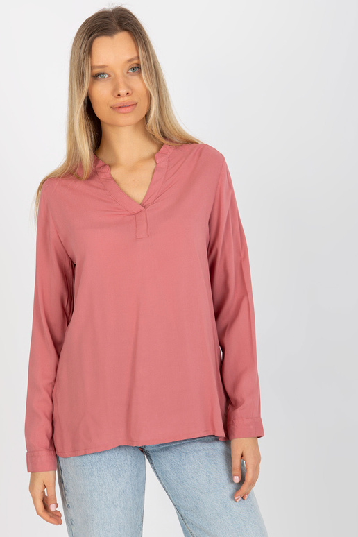 Dulkių rožinė lygi palaidinė su V...