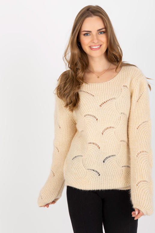 Smėlio spalvos ažūrinis megztinis...