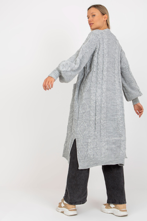 Pilkas maksi megztinis su kišenėmis...