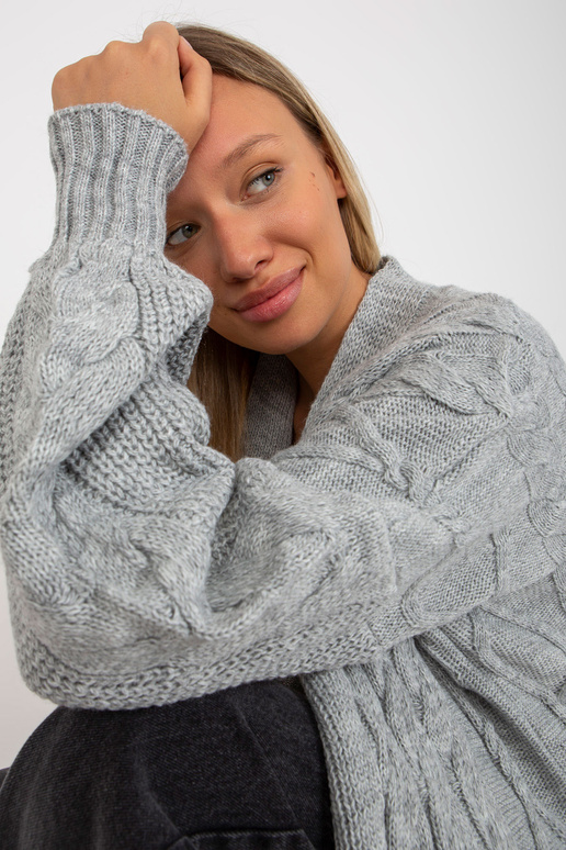 Pilkas maksi megztinis su kišenėmis...