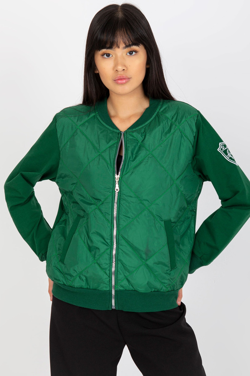 Tamsiai žalias dygsniuotas bomber...