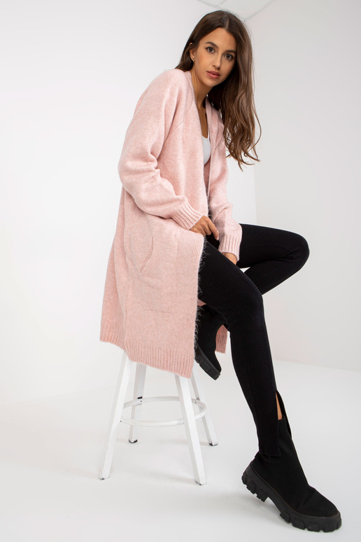 Šviesiai rožinis laisvas megztinis be...