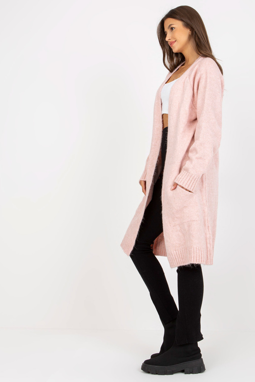 Šviesiai rožinis laisvas megztinis be...