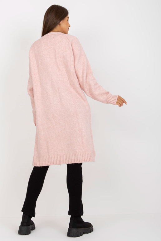 Šviesiai rožinis laisvas megztinis be...