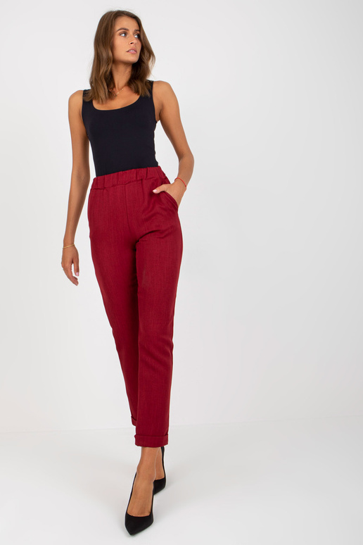 Bordo spalvos elegantiško audinio kelnės
