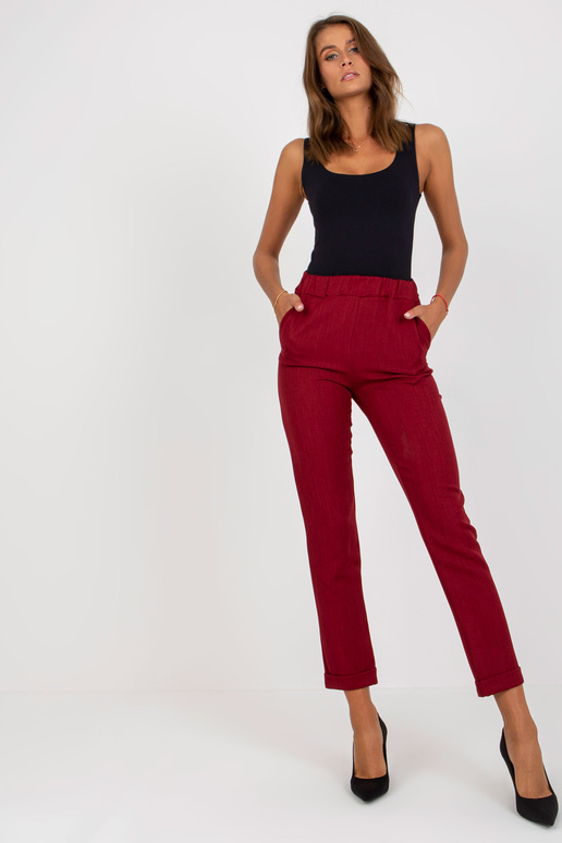 Bordo spalvos elegantiško audinio kelnės