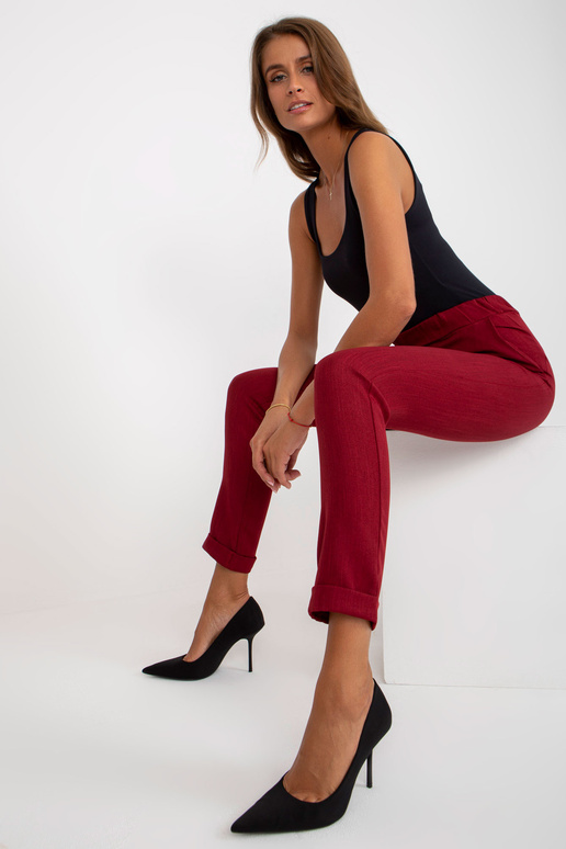 Bordo spalvos elegantiško audinio kelnės