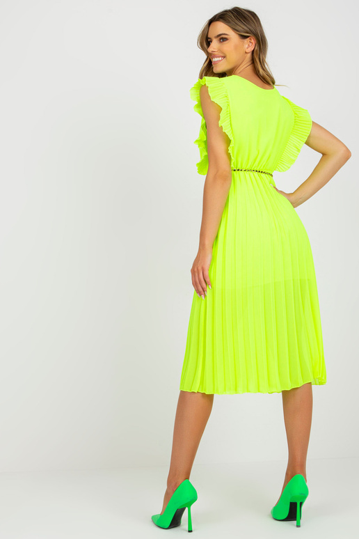 Fluo geltona klostuota viskozinė midi... Fluo geltona klostuota viskozinė midi...
