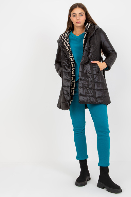 Juoda dygsniuota pereinamoji striukė... Juoda dygsniuota pereinamoji striukė...