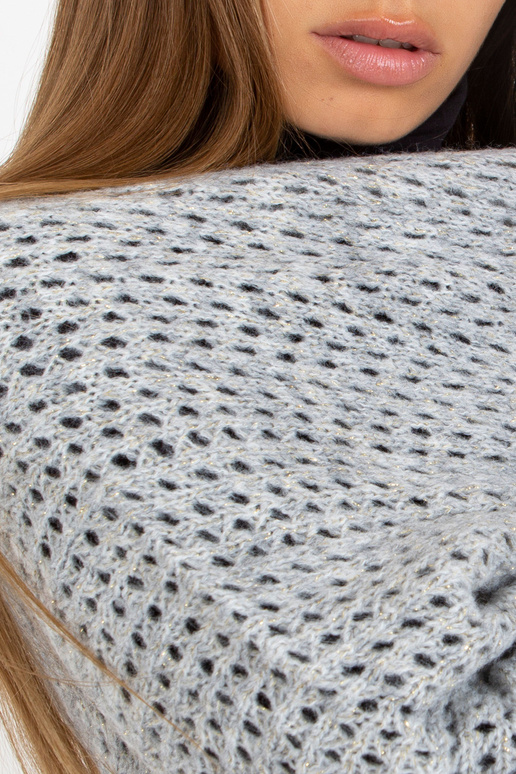 Pilkas ilgas ažūrinis megztinis su...
