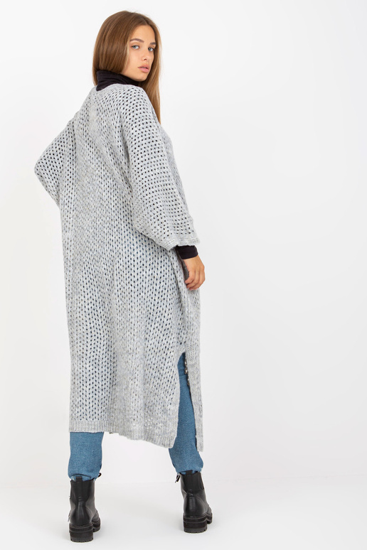 Pilkas ilgas ažūrinis megztinis su...