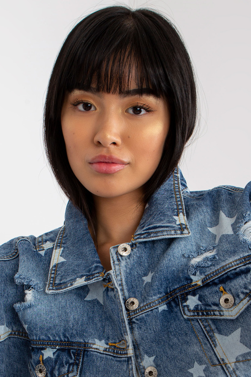 Mėlyna moteriška džinsinė striukė su...