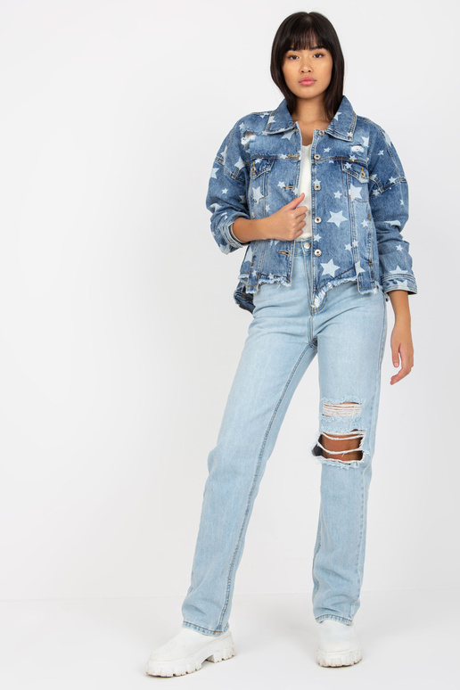 Mėlyna moteriška džinsinė striukė su...