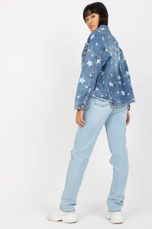 Mėlyna moteriška džinsinė striukė su...