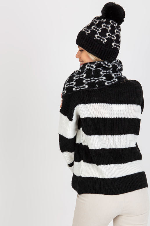 Juodai baltas žieminis šalikas su...