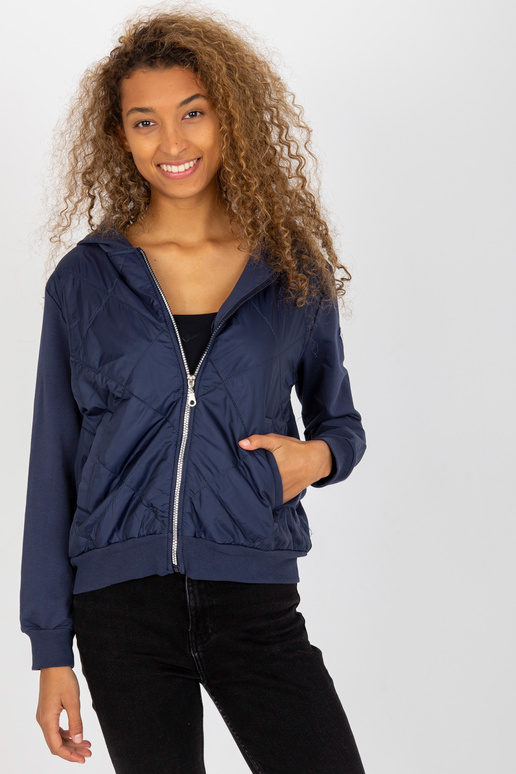 Tamsiai mėlynas dygsniuotas bomber...