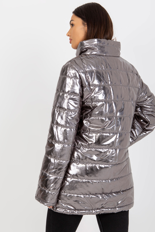 Silberne Damen Steppjacke ohne Kapuze