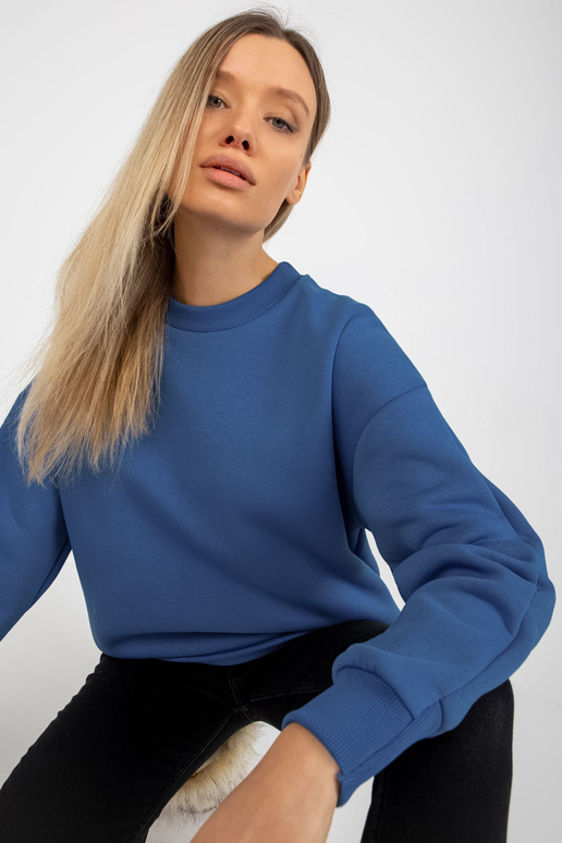 Tamsiai mėlynas bazinis megztinis su...