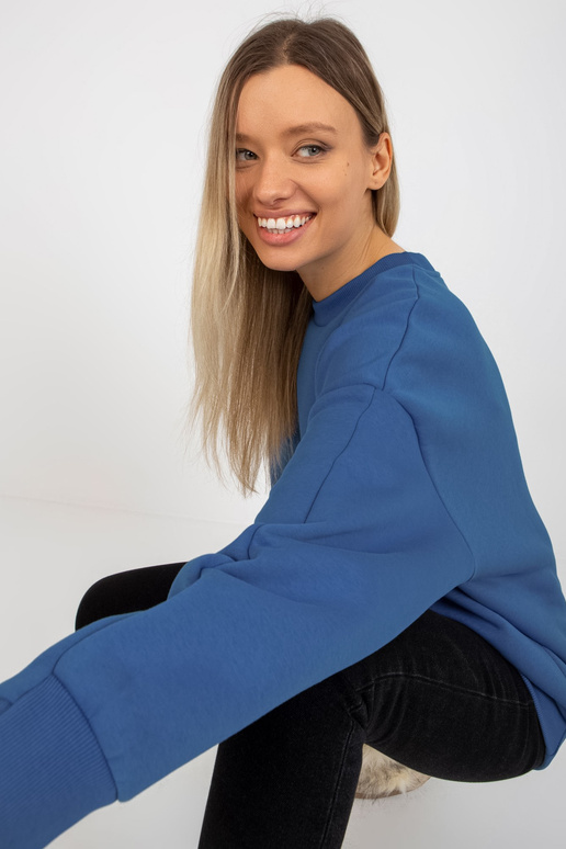 Tamsiai mėlynas bazinis megztinis su...