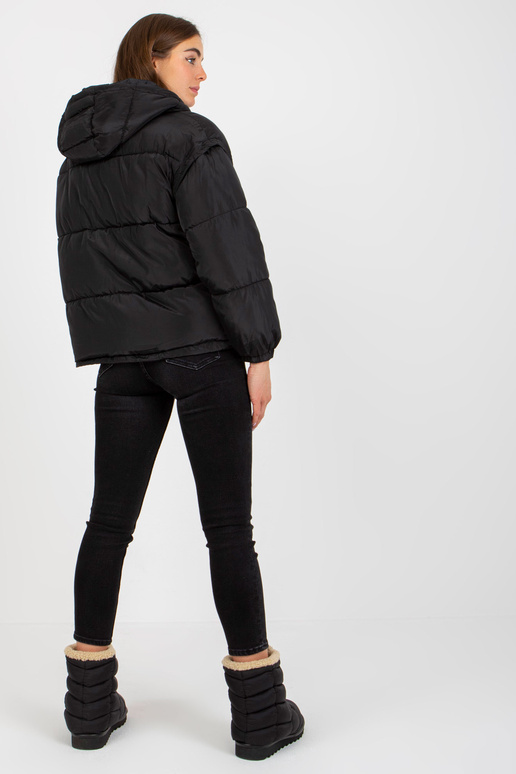 Juoda dygsniuota žieminė striukė 2in1...