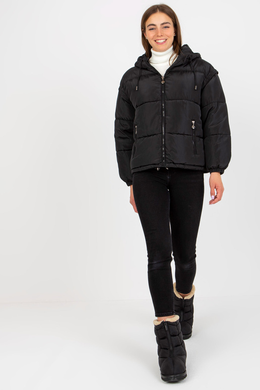 Juoda dygsniuota žieminė striukė 2in1...