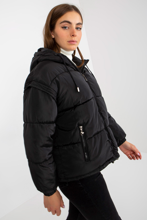 Juoda dygsniuota žieminė striukė 2in1...