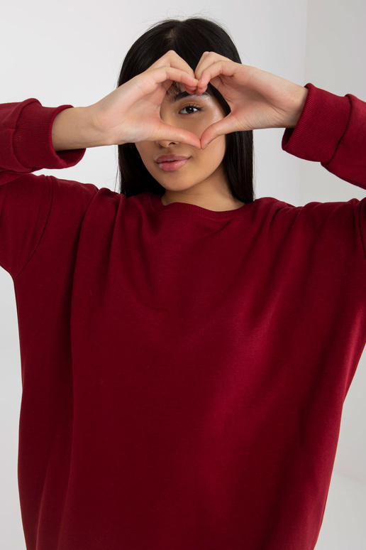 Bordo spalvos ilgas megztinis su...