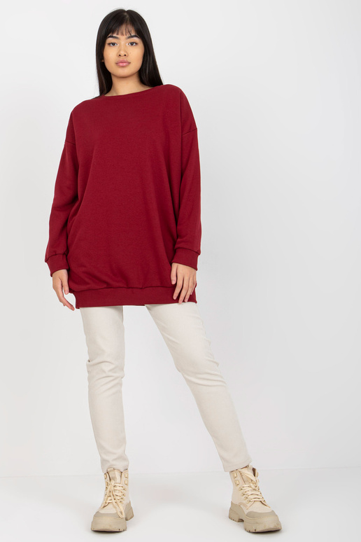 Bordo spalvos ilgas megztinis su...