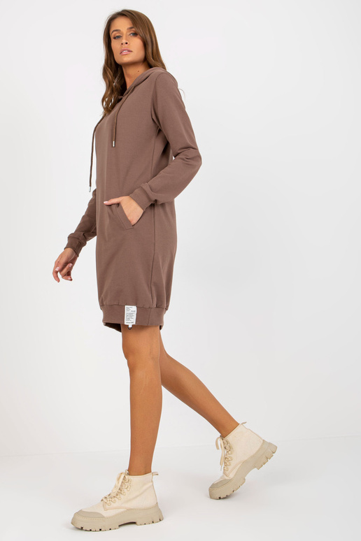 Braunes Basic Sweatshirtkleid su Taschen Braunes Basic Sweatshirtkleid su Taschen