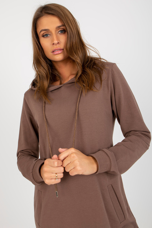 Braunes Basic Sweatshirtkleid su Taschen Braunes Basic Sweatshirtkleid su Taschen