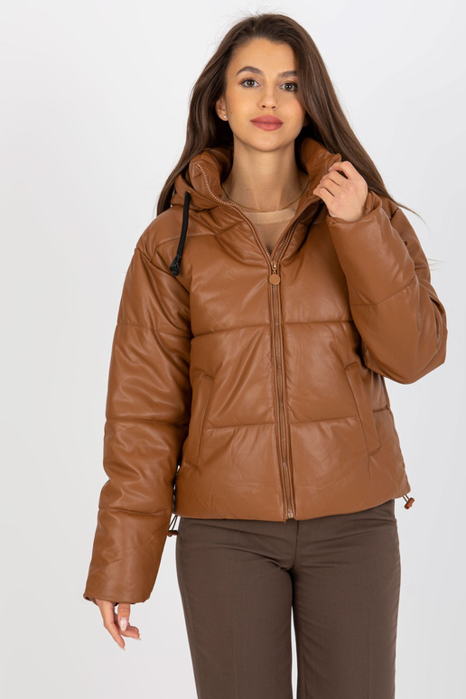 Hellbraune gesteppte Kunstlederjacke...