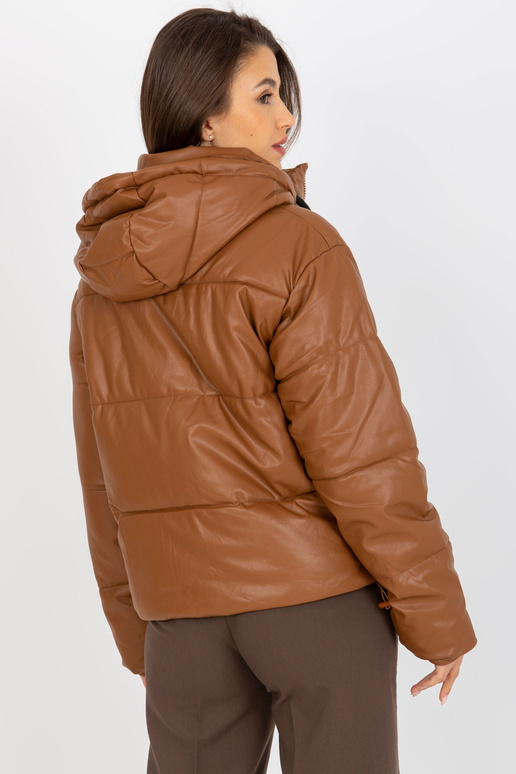 Hellbraune gesteppte Kunstlederjacke...