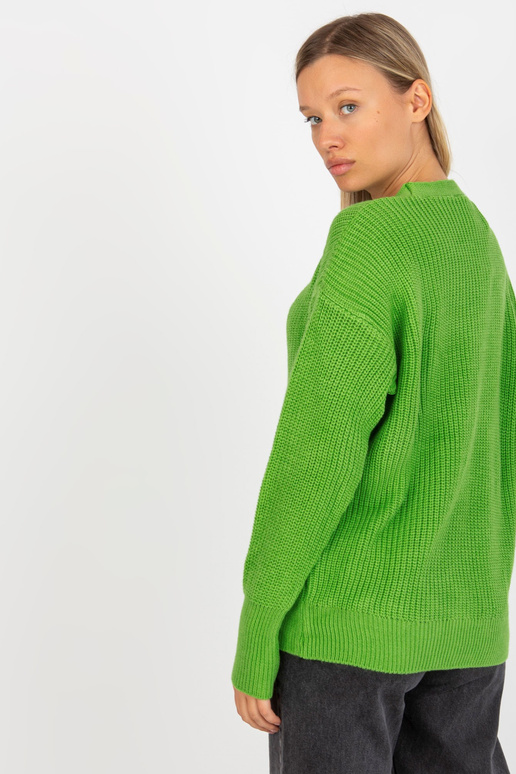 Šviesiai žalias megztinis su sagomis...