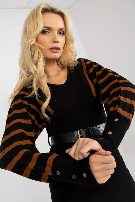 Schwarz-Braunes Midikleid su...