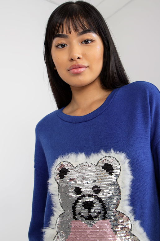 Tamsiai mėlynas klasikinis megztinis...