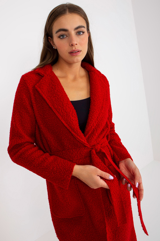 Raudonas pliušinis maksi paltas su... Raudonas pliušinis maksi paltas su...