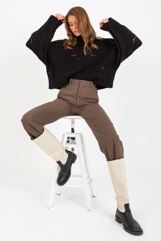 Schwarzer Durchbrochener megztinis su...